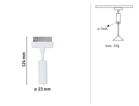 Adapter uniwersalny do szynoprzewodu URail max. 100W 230V biały RAL9003 / metal - 6