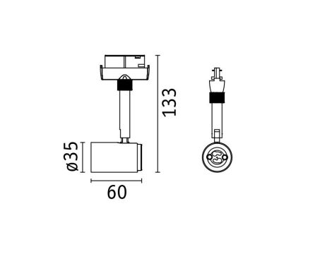 Reflektor na szynoprzewód URail RUNA DIM GU10 max.10W 230V czarny matowy / metal - 10