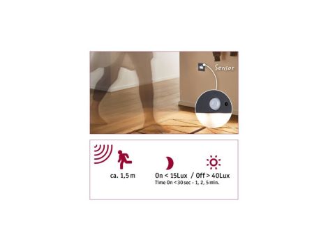 Oprawa przyschodowa EDGE LED czujnik ruchu i zmierzchu kwadrat 1x1,2W 120lm 2700K 230V czarny matowy / tworzywo sztuczne - 7