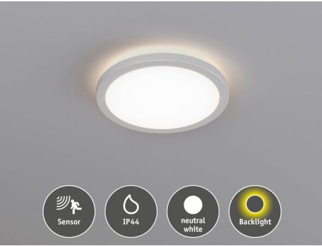 Plafoniera ATRIA SHINE LED Backlight z czujnikiem 11W okrągła 190mm 850lm 4000K IP44 230V biały / tworzywo sztuczne - 4