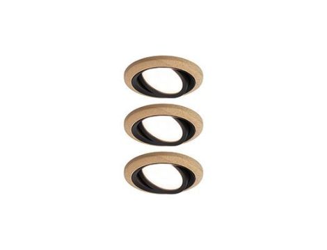 Zestaw opraw do wbudowania LANATI COIN LED 3X 6W 470lm 84mm 2700K IP20 230V drewno / czarny / aluminium - 9