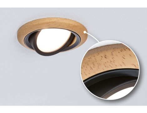 Oprawa do wbudowania LANATI COIN LED 6W 470lm 84mm 2700K IP20 230V drewno / czarny matowy  / aluminium - 4