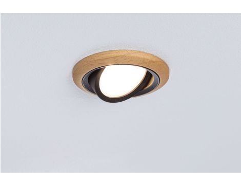 Oprawa do wbudowania LANATI COIN LED 6W 470lm 84mm 2700K IP20 230V drewno / czarny matowy  / aluminium - 6