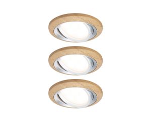 Zestaw opraw do wbudowania LANATI COIN LED 3X 6W 470lm 84mm 2700K IP20 230V drewno / aluminium