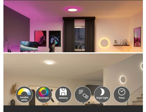 Plafoniera ATRIA SHINE LED Backlight RGB+W 32W 2700lm okragłą 400mm 3000K-6500K 230V biały / tworzywo sztuczne - 5