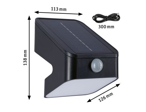 Oprawa elewacyjna LESLY LED 5.5W solar PIR 400lm 3000K IP65 USB-C 3.7V antracyt / tworzywo sztuczne - 13