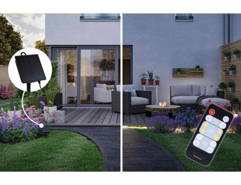 Taśma zewnętrzna LED solar 5m 2,8W DIM 3000K 51lm/m czujnik zmierzchu pilot 5V IP44 czarny / tworzywo sztuczne - 3