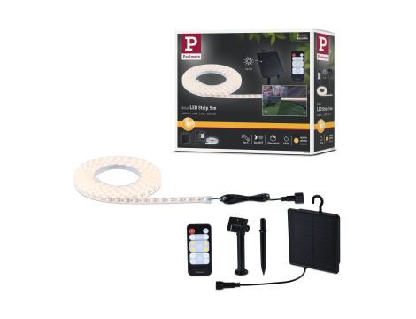 Taśma zewnętrzna LED solar 5m 2,8W DIM 3000K 51lm/m czujnik zmierzchu pilot 5V IP44 czarny / tworzywo sztuczne - 14