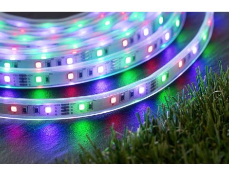 Taśma zewnętrzna LED solar 5m 3,2W DIM RGB 22lm/m czujnik zmierzchu pilot 5V IP44 czarny / tworzywo sztuczne - 6