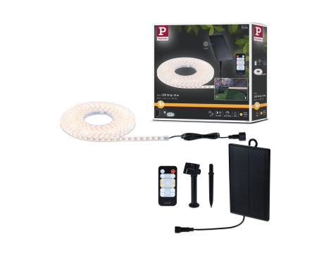 Taśma zewnętrzna LED solar 10m 3,2W DIM 3000K 28lm/m czujnik zmierzchu pilot 5V IP44 czarny / tworzywo sztuczne - 14