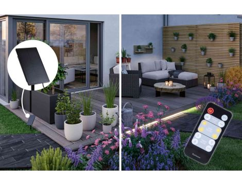 Taśma zewnętrzna LED solar 10m 3,2W DIM 3000K 28lm/m czujnik zmierzchu pilot 5V IP44 czarny / tworzywo sztuczne - 3