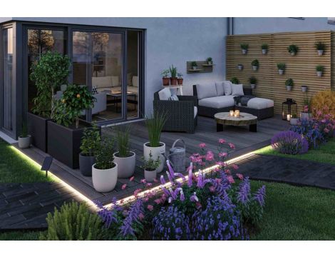 Taśma zewnętrzna LED solar 10m 3,2W DIM 3000K 28lm/m czujnik zmierzchu pilot 5V IP44 czarny / tworzywo sztuczne - 4