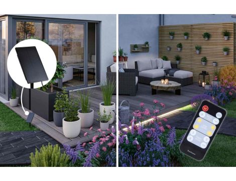 Taśma zewnętrzna LED solar 10m 3,8W DIM RGB 14lm/m czujnik zmierzchu pilot 5V IP44 czarny / tworzywo sztuczne - 9