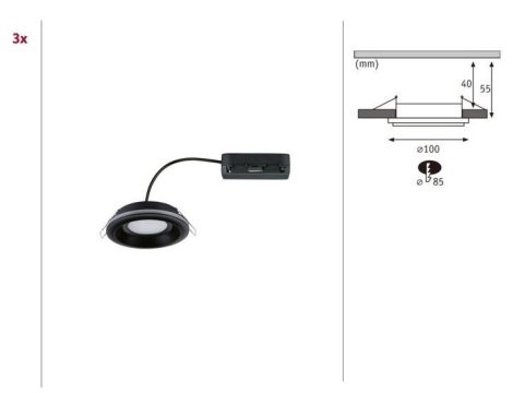 Oprawa wpuszczana SORMUS LED 3X 6.5W 560lm / 180lm 3000K IP65 230V czarny / tworzywo sztuczne - 8