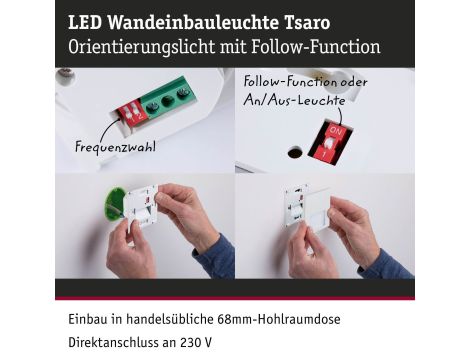 Oprawa przyschodowa TSARO LED kwadrat 1x1,W 80lm 2700K IP20 230V biały matowy / tworzywo sztuczne - 13