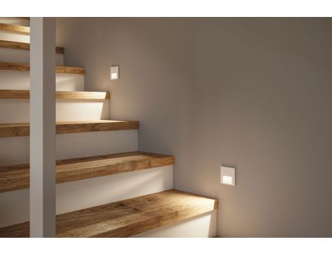 Oprawa przyschodowa TSARO LED czujnik ruchu i zmierzchu kwadrat 1x1,W 80lm 2700K IP20 230V biały matowy / tworzywo sztuczne - 8