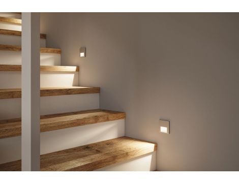 Oprawa przyschodowa TSARO LED czujnik ruchu i zmierzchu kwadrat 1x1,W 80lm 2700K IP20 230V chrom matowy / tworzywo sztuczne - 8