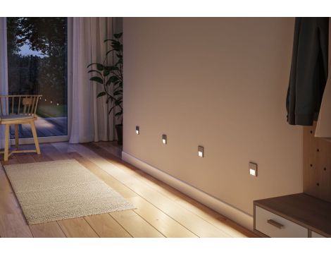 Oprawa przyschodowa TSARO LED czujnik ruchu i zmierzchu kwadrat 1x1,W 80lm 2700K IP20 230V chrom matowy / tworzywo sztuczne - 6