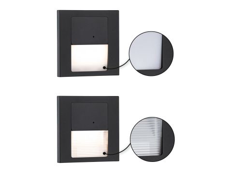 Oprawa przyschodowa TSARO LED czujnik ruchu i zmierzchu kwadrat 1x1,W 80lm 2700K IP20 230V czarny matowy / tworzywo sztuczne - 5