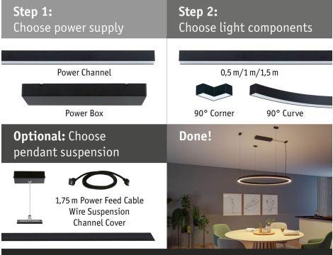 Oprawa liniowa systemu LINION LED 8,5W 0,5m 3000K IP20 24V czarny RAL 9004 /  aluminium - 12
