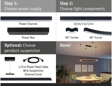 Oprawa liniowa systemu LINION LED 17W 1m 3000K IP20 24V czarny RAL 9004 / aluminium - 13