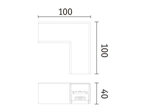 Łącznik L systemu LINION LED 3.5W 90st. 3000K 200lm IP20 24V chrom matowy RAL 9006 / aluminium - 13
