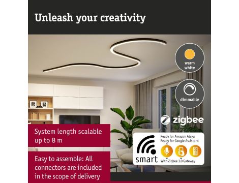 Oprawa liniowa systemu LINION LED SH ZIgbee17W 1m 3000K IP20 150VA 24V czarny RAL 9004 / aluminium - 13