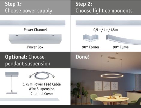 Oprawa liniowa systemu LINION Power Channel LED 17W 1m 3000K IP20 100VA 230V/24V chrom matowy RAL 9006 / aluminium - 11