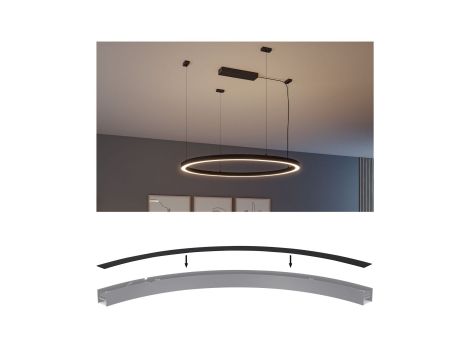 Maskownica profilu wygiętego aluminiowego systemu LINION czarny matowy / tworzywo sztuczne