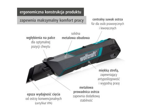Nóż z odłamywanym ostrzem 25 mm PRO SAFETY, wolfcraft - 7