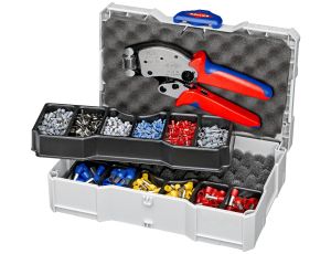 Knipex - Artykuły do zagniatania, Do tulejek kablowych z kołnierzem z tworzywa sztucznego 11-częściowe - 97 90 13