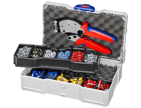 Knipex - Artykuły do zagniatania, Do tulejek kablowych z kołnierzem z tworzywa sztucznego 11-częściowe - 97 90 13