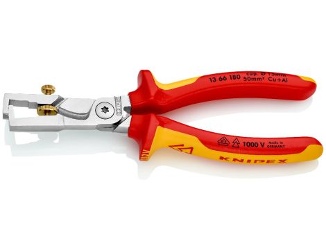 Knipex - KNIPEX StriX®, Szczypce do ściągania izolacji z obcinakiem do kabli  - 13 66 180