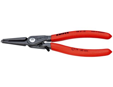 Knipex - Precyzyjne szczypce do pierścieni osadczych, Do montażu pierścieni wewnętrznych w otworach Z wkrętem ustalającym zabezpieczającym przed nadmiernym rozwarciem szczypiec - 48 31 J2