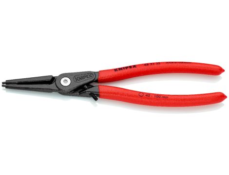 Knipex - Precyzyjne szczypce do pierścieni osadczych, Do montażu pierścieni wewnętrznych w otworach Z wkrętem ustalającym zabezpieczającym przed nadmiernym rozwarciem szczypiec - 48 31 J3