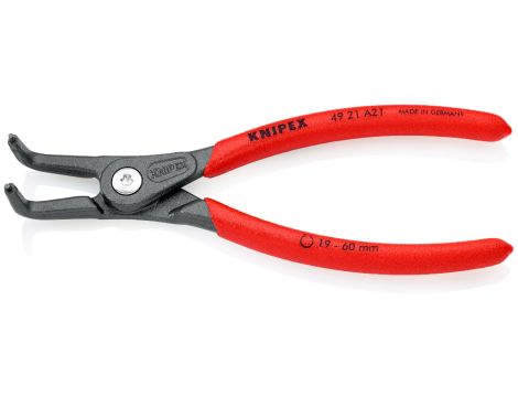 Knipex - Precyzyjne szczypce do pierścieni osadczych, Do montażu pierścieni zewnętrznych na wałach  - 49 21 A21