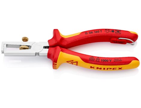 Knipex - Szczypce do ściągania izolacji, Ze sprężyną rozwierającą, uniwersalne  - 11 06 160 T