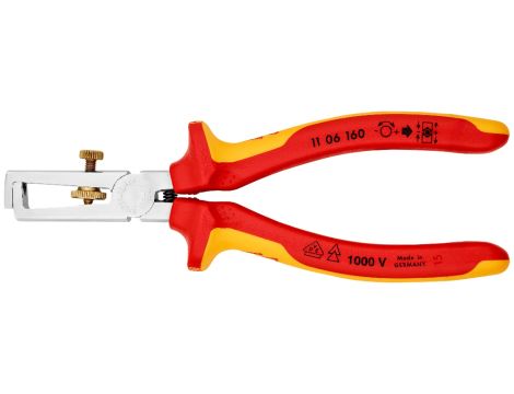 Knipex - Szczypce do ściągania izolacji, Ze sprężyną rozwierającą, uniwersalne  - 11 06 160
