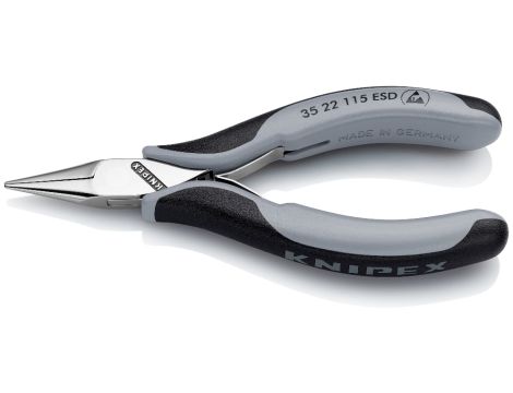 Knipex - Szczypce ESD dla elektroników, Ze złączem wsuwkowym  - 35 22 115 ESD