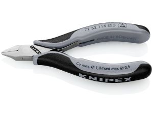 Knipex - Szczypce tnące boczne dla elektroników ESD, Ze złączem wsuwkowym  - 77 52 115 ESD