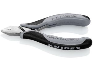 Knipex - Szczypce tnące boczne dla elektroników ESD, Ze złączem wsuwkowym  - 77 32 115 ESD