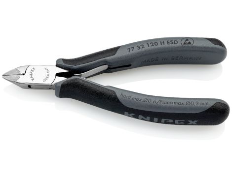 Knipex - Szczypce tnące boczne dla elektroników z ostrzami z węglików spiekanych ESD - 77 32 120 H ESD