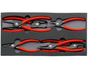 Knipex - Zestaw precyzyjnych szczypiec do pierścieni osadczych, We wkładce piankowej 6-częściowy - 00 20 01 V02