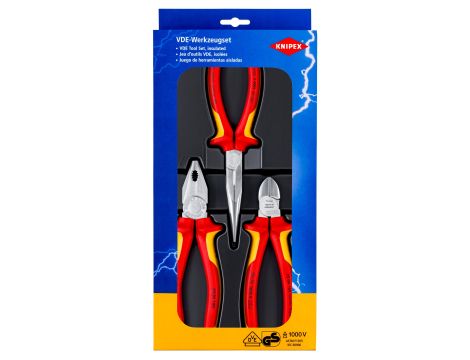 Knipex - Zestaw szczypiec izolowanych Elektro Set, 1 x 03 06 180, 1 x 26 16 200, 1 x 70 06 160  - 00 20 12