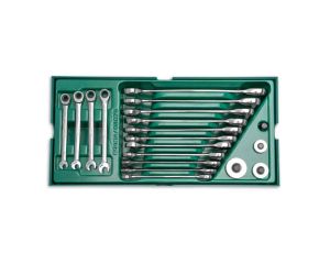 Sata - ST08028/GL09925/ZESTAW 19 KLUCZY PŁASKO-OCZKOWYCH Z PODWÓJNĄ GRZECHOTKĄ METR. - ST08028