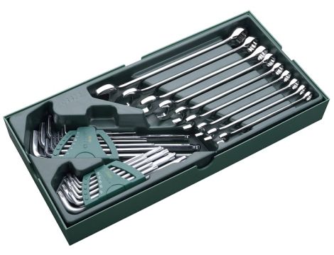 Sata - ST08034E/GL09922/ZESTAW 27 KLUCZY PŁASKO-OCZKOWYCH CAL. I TRZPIENIOWYCH METR. - ST08034E