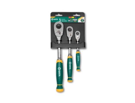 Sata - ZESTAW 3 GRZECHOTEK SZYBKOMOCUJĄCYCH 1/4",3/8",1/2" 72-ZĘBY - ST14901G