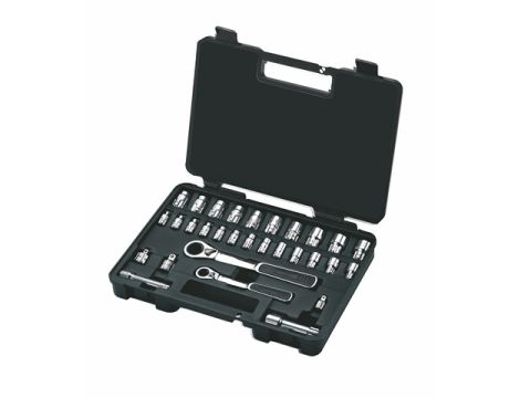 Sata - ZESTAW 30 KLUCZY NASADOWYCH PRZELOTOWYCH PASS-THRU 1/4" 3/8" METR. - ST09132SJ