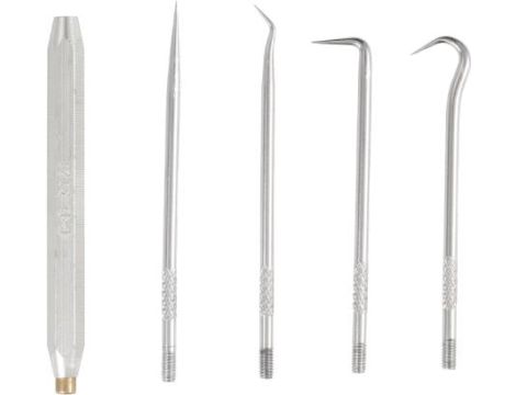Sata - 5 CZĘŚCIOWY ZESTAW 4 HACZYKÓW PRECYZYJNYCH Z UCHWYTEM MAGNETYCZNYM - ST09709SJ