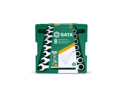 Sata - ZESTAW 8 KLUCZY PŁASKO-OCZKOWYCH Z GRZECHOTKĄ - ST08008SJ